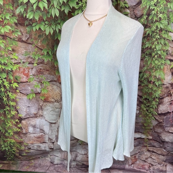 EILEEN FISHER Linen Mint Green Quiet Luxury Open Cardigan, 3X - Picture 3 of 11